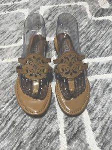 CIRCUS Sam Edelman Cherri Tan Faux Patent Leather Flip Flops Sandals 8.5 Shoes - Picture 1 of 9