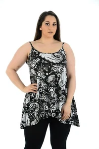 Women Swing Dress Cami Strappy Ladies Print Flared Vest Mini Top Plus Size 12-30 - Picture 1 of 70