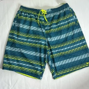 NWT Nike Men’s Size XXL Blue Yellow Lined Tied Baggies Swim Shorts Beach Surf - Picture 1 of 9
