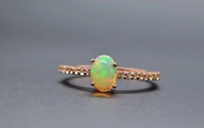 Schöne Feuer Opal Edelstein Ring 925 Sterlingsilber Peace Ring Hochzeit Schmuck - Bild 1 von 4