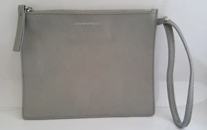 ALEXANDER McQUEEN Auténtico Bolso de Mano Comprador de Cuero Guijarro Gris Bolso Muñequera - Imagen 1 de 12
