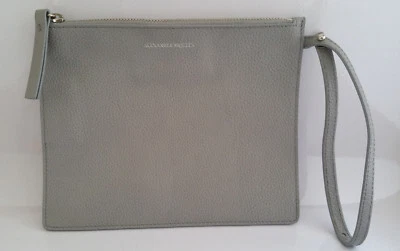 ALEXANDER McQUEEN Auténtico Bolso de Mano Comprador de Cuero Guijarro Gris Bolso Muñequera Foto 1 de 4
