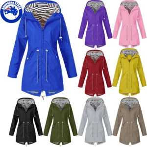 Women Waterproof Jacket Ladies Wind Raincoat Hooded Ski Rain Forest Coat Outdoor - Picture 1 of 16