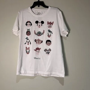 Disney 100 White T Shirt Graphic Print Round Neck Pullover Short Sleeve Large - Picture 1 of 3