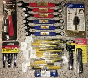 LOT 6 WRENCHES, SOCKETS, EXTENSIONS, TORX, UNIVERSAL SPARK PLUG, BOX CUTTER PLUS - Picture 1 of 12