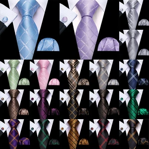 Silk Mens Tie Set Black Gold Blue Striped Necktie Hanky Cufflinks Wedding Prom - Picture 1 of 242