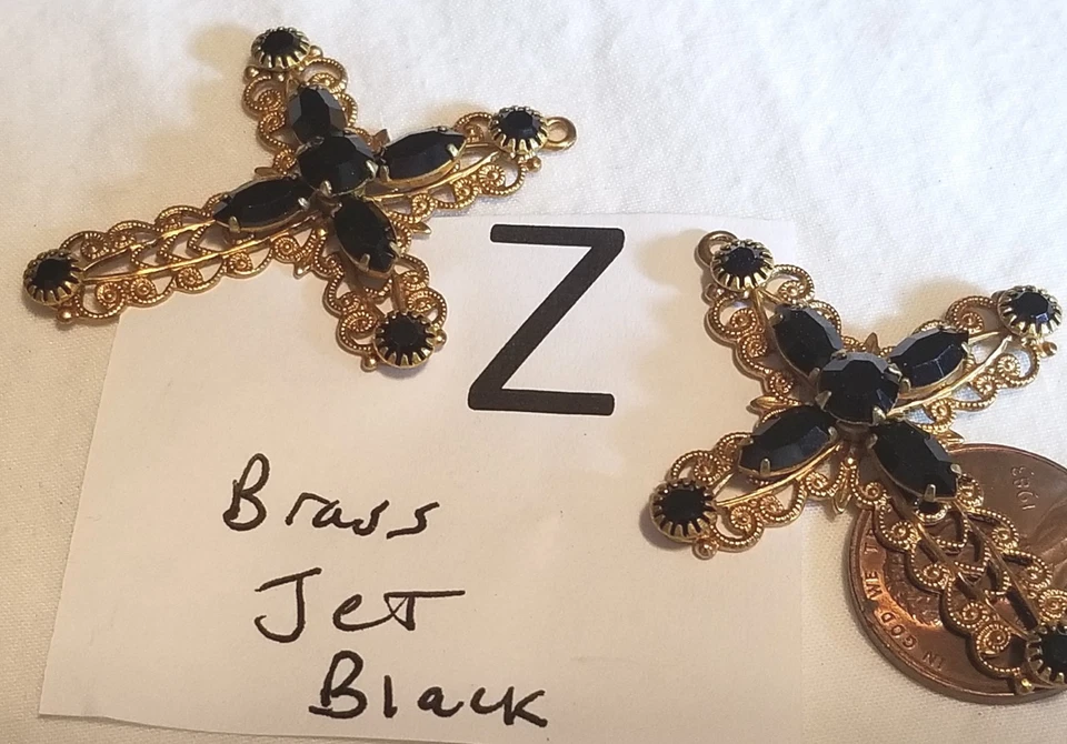 2 Colgantes Cruz Swarovski 43x33mm en Latón Real Filigrana Estrás Joyería 917 Foto 1 de 1