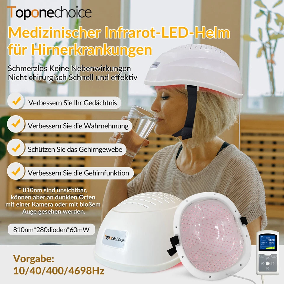 280*810nm Photobiomodulation Brain Helmet NIR Light Therapy Parkinson Alzheimer - Bild 1 von 4