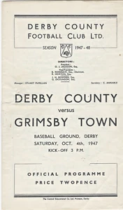 DERBY COUNTY V GRIMSBY TOWN ~ 4. OKTOBER 1947 ~ 1. DIVISION FUSSBALLPROGRAMM - Bild 1 von 2