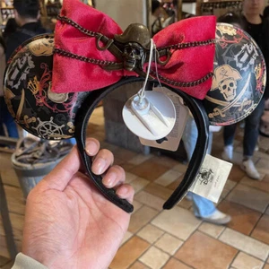 Authentic Disney 2024 Pirates of The Caribbean Red Bow Minnie Ears Headband - Picture 1 of 1