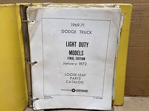 1969-1971 Dodge Truck Light Duty Looseleaf Parts Catalog -- READ DESCRIPTION