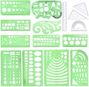 15Pcs Geometric Stencils Drawing Templates,Drawing Stencils Drafting Tools wi... - Picture 1 of 6