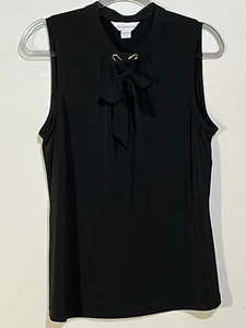 Liz Claiborne blouse women’s size Large Black stretch career sleeveless key hole - Picture 1 of 6