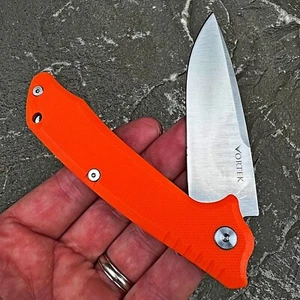 VORTEK ROVER D2 Drop Point Blade Folding Flipper EDC Pocket Knife Blaze Orange - Picture 1 of 8
