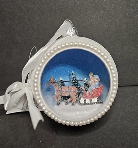 Mr. Christmas Lighted Horse Sleigh Ornament Retired Glitter Ball Snow NOS 2009 - Picture 1 of 6