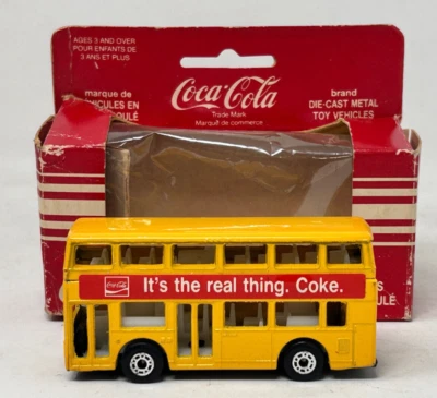 Vintage Matchbox Coca Cola Coke Double Decker Bus Leyland Titan Yellow - Image 1 of 4
