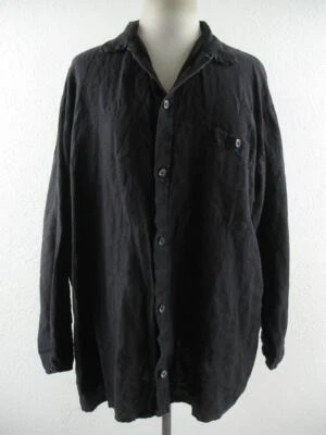 Women's sz L FLAX by Jeanne Engelhart 100% Linen Black Top Blouse Jacket Shacket - Image 1 of 4