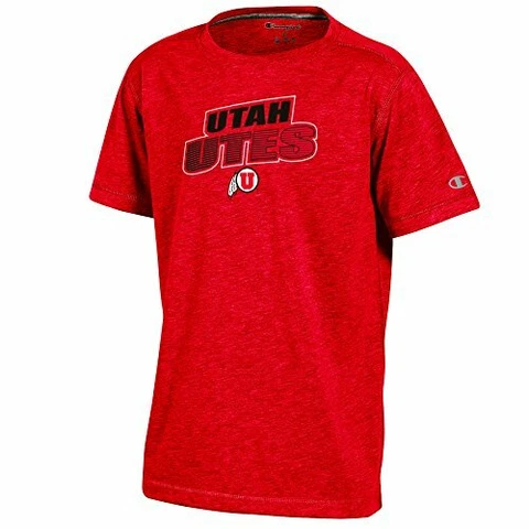 Champion NCAA Utah Utes Youth Boys Short Sleeve Crew Neck Tee, Medium, Red He Cover