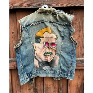 Vtg 80s RanXerox Heavy Metal Custom Womens Levis Big E Pre 1971 Vest Trashed - Picture 1 of 24
