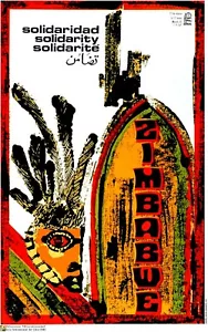 POSTER politico.Set di 5.Propaganda di solidarietà Zimbabwe.Africa antiapartheid - Foto 1 di 5