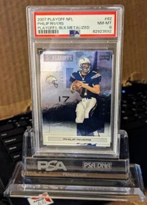 PHILIP RIVERS 2007 Playoff NFL Playoffs Black Metalized #02/49 PSA 8 Pop 1 - Picture 1 of 2