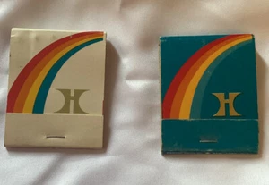 Lot: 2 Vintage Rainbow Hilton Hotel Matchbook Blue A-1199 White MX54 B Unstruck - Picture 1 of 3