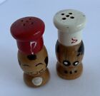 Vintage Wooden Chef Salty & Peppy Salt & Pepper Shakers 1950S Hand Painted Japan