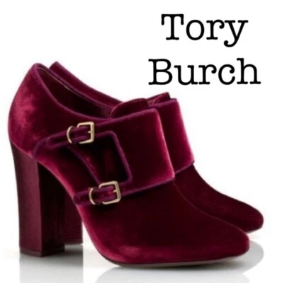 Botines Tory Burch Carley Borgoña Terciopelo Talla 5 Foto 1 de 4
