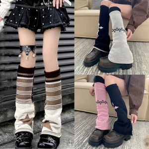 Y2K Cinco Puntas Estrella Calentadores de Piernas Mujeres Calcetines Largos Invierno Cálidos Tejidos Calcetines Reino Unido - Imagen 1 de 19