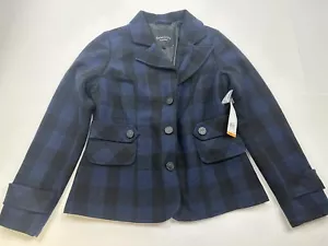 New! Relativity Will Peacoat Jacket Coat Button Front Collared Size Small Plaid - Picture 1 of 9