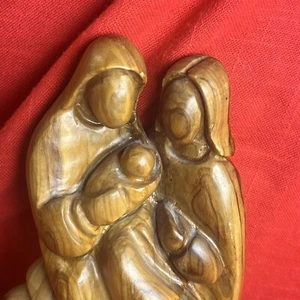 Wood Mary Joseph Baby Jesus Holy Family Hand Carved Olive Wood Donkey Hand Made - Picture 1 of 6