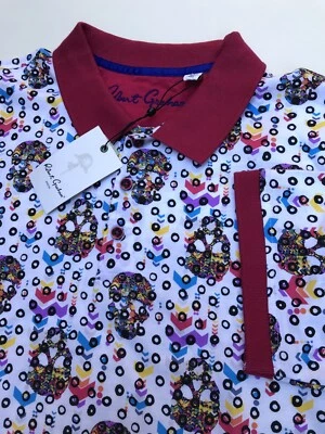 Robert Graham  KENNEDY Colorful Skull Heads  Geometric POLO Shirt Men M New $118 - Image 1 of 4