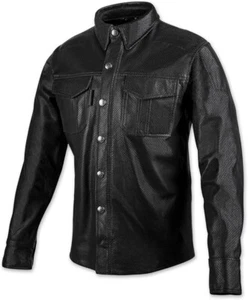 Speed and Strength Men's Killswitch Black Leather Moto Shirt 879775 [13149] - Picture 1 of 2