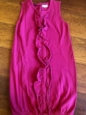 girls OLIVE JUICE DRESS summer RED ruffle SLEEVELESS elastic  COTTON large 7/8 - Image 1 of 2