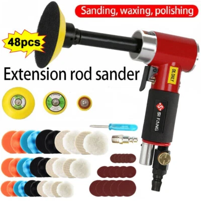48Pcs 1"2"3" Mini Air Sander Set Dual Action Random Orbital Polisher Buffer TooL - Image 1 of 4