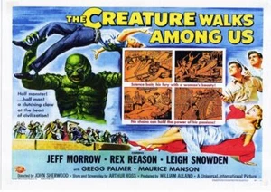 MINI PÓSTER TEXTURIZADO BRILLANTE THE CREATURE WALKS AMONG US CIENCIA FICCIÓN A4 - Imagen 1 de 1