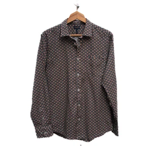 Good Man Brand Dress Shirt Medium Geometric Floral Long Sleeve Button Up Preppy - Picture 1 of 8