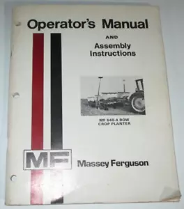 Massey Ferguson MF 640 4-Row Planter Operators/Maintenance Manual 12-1979 OEM! - Picture 1 of 4