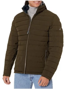 Nautica Reversible Puffer Jacket Navy Blue/Forest Green Size L - Picture 1 of 6