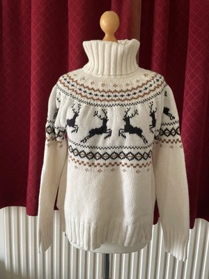 BARBOUR Reindeer Fairisle Kingsbury Wool Jumper U.K. 10 - Image 1 of 3