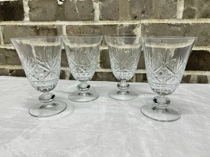 Pottery Barn Antique Cut CLEAR Glass Water Goblet Holiday Christmas Set of 4 NEW - Picture 1 of 7