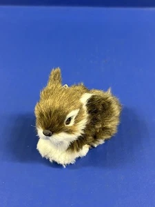 Vintage Woodland Animals Christmas Tree Ornament Fuzzy Rabbit Bunny - Picture 1 of 5