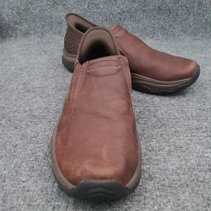 Skechers Shoes Mens 8.5 Goga Mat Arch Slip Ins Brown Leather Upper Memory Foam - Picture 1 of 9