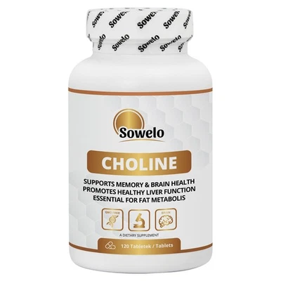 Choline 500 mg – Tablets – Liver Health, Memory & Cognitive Support – Sowelo - Image 1 of 4