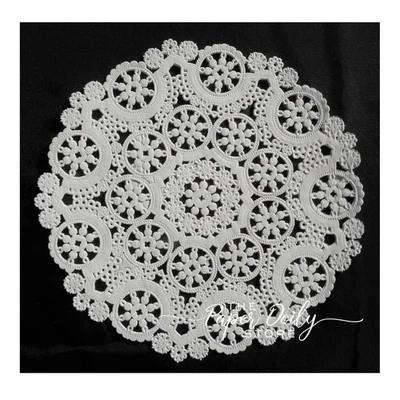 Tapetes de papel de encaje real medallón blanco de 8" Foto 1 de 4