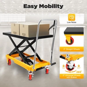 226.8kg/500lbs Hydraulic Scissor Lift Table Handling Transport Lifting Platform - Picture 1 of 18