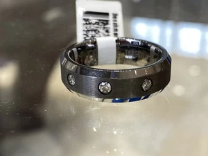 Tungsten Diamond Wedding Ring - Picture 1 of 1
