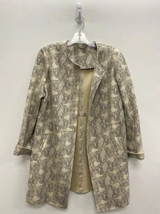 Chico's Size 2 Cream Black Snake Print Drape Ladies Jacket - Picture 1 of 1
