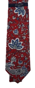 Herren schmale 100 % Baumwolle Krawatte rot Blumen Paisley 56 1/2" x 2 3/4" Roundtree Yorke - Bild 1 von 4