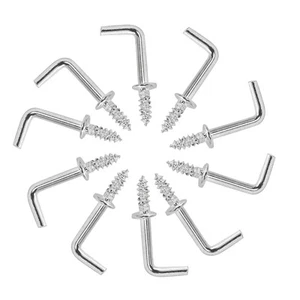 100 Pack Silver 1/2" L Shaped Hooks Mini Self Tapping Screw Hooks for Hanging - Picture 1 of 6